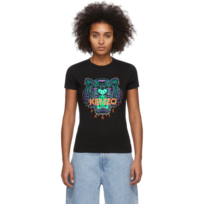 KENZO KENZO BLACK LIMITED EDITION HOLIDAY TIGER T-SHIRT