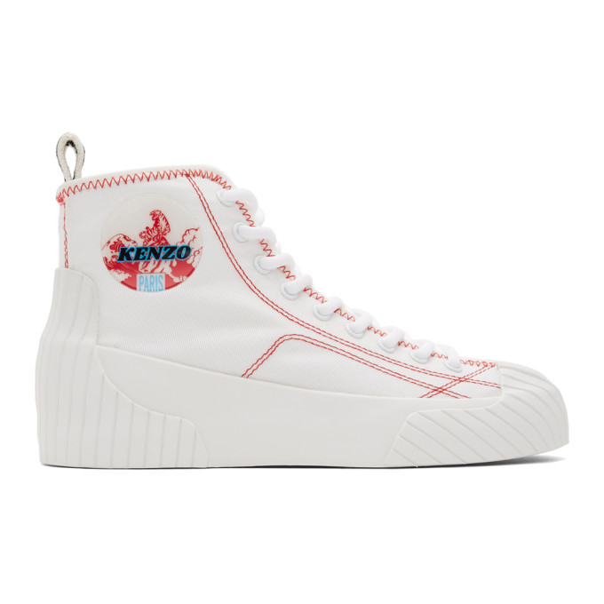 KENZO KENZO WHITE VOLKANO HIGH-TOP SNEAKERS