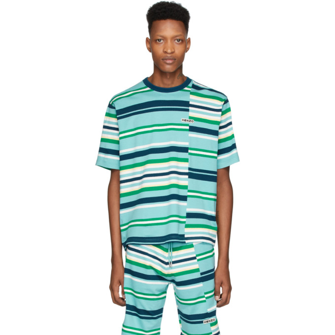 KENZO KENZO BLUE STRIPE OVERSIZED T-SHIRT