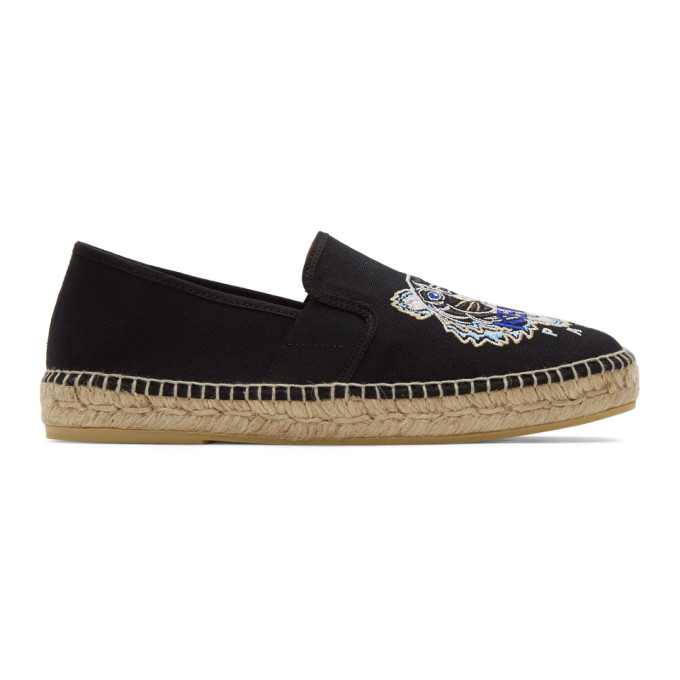 kenzo black leather espadrilles