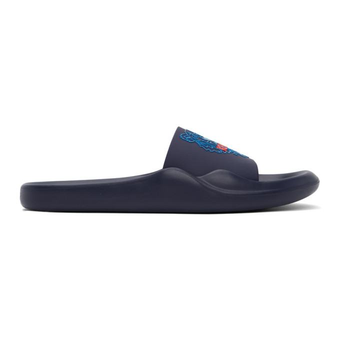 KENZO KENZO NAVY TIGER HEAD POOL MULES