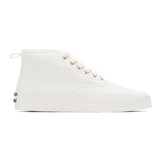 maison kitsune white canvas sneakers