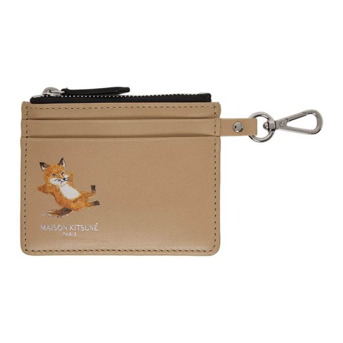Maison Kitsune Beige Chillax Fox Zipped Card Holder