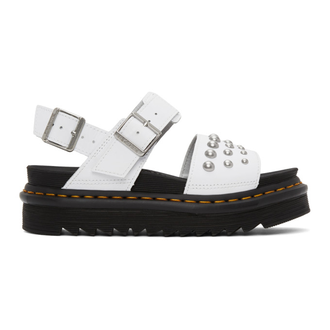 DR. MARTENS' DR. MARTENS WHITE STUD VOSS SANDALS