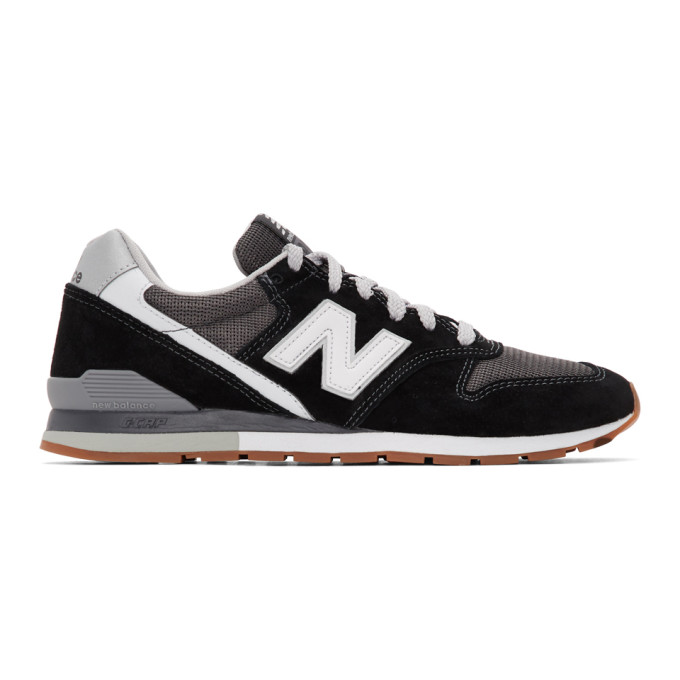 new balance 996 black leather & mesh trainers