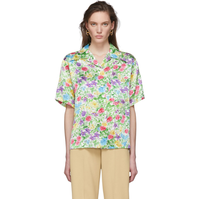 LES RÊVERIES LES REVERIES MULTICOLOR SILK GARDEN CAMP SHIRT