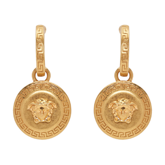 VERSACE GOLD MEDUSA TRIBUTE PENDANT EARRINGS