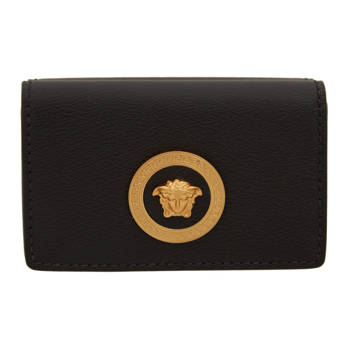 VERSACE VERSACE BLACK MEDUSA FLAP OVER WALLET