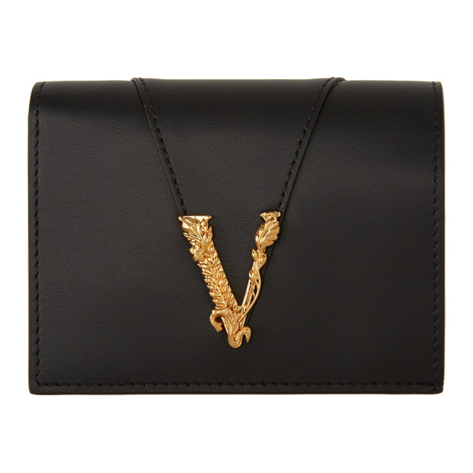 Shop Versace Virtus Leather Chain Wallet