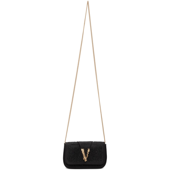 VERSACE VERSACE BLACK CRYSTAL VIRTUS EVENING BAG