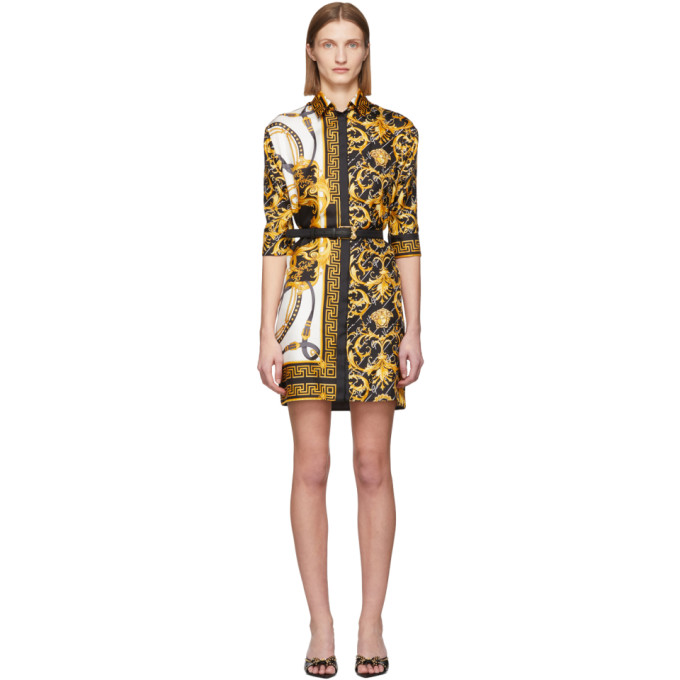 VERSACE VERSACE MULTICOLOR SILK BAROCCO SHIRT DRESS