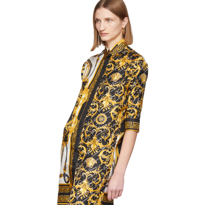 VERSACE VERSACE MULTICOLOR SILK BAROCCO SHIRT DRESS