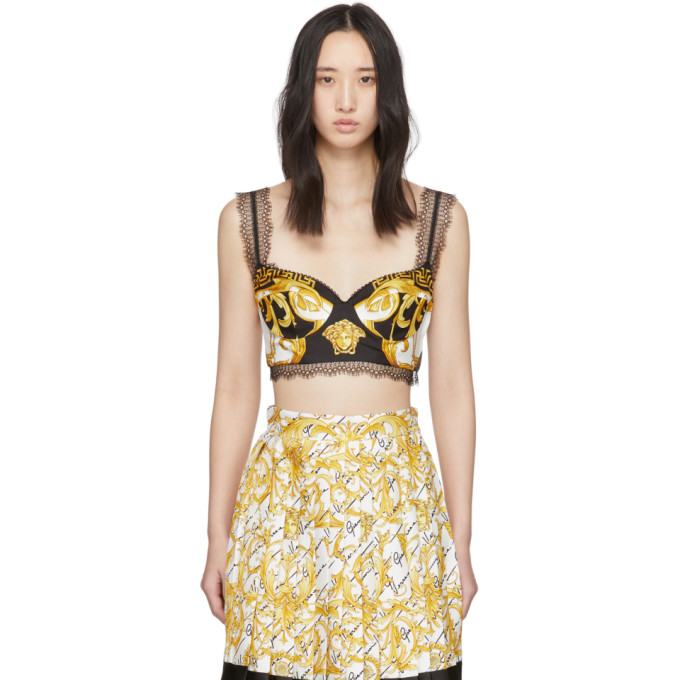 VERSACE BLACK & WHITE COWBOY BAROCCO TANK TOP