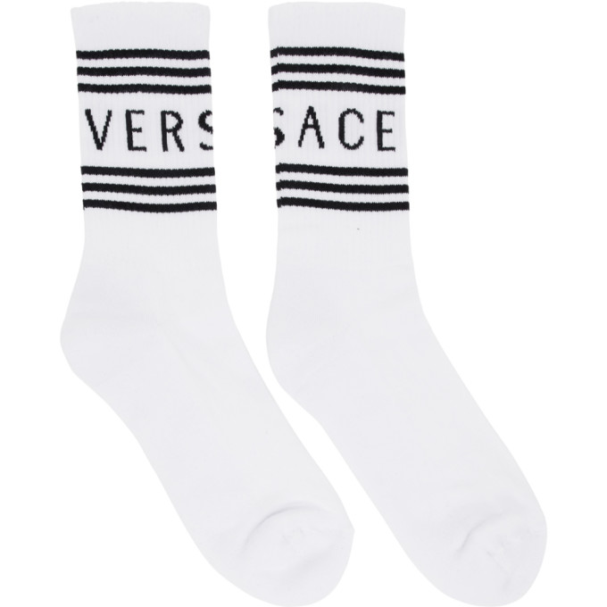 VERSACE VERSACE WHITE LOGO SOCKS