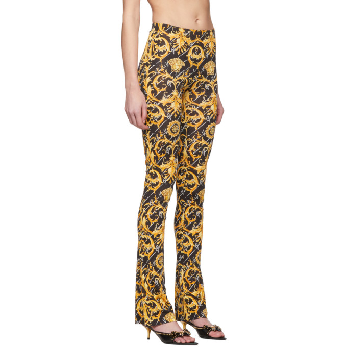 VERSACE BLACK GIANNI SIGNATURE BAROCCO LEGGINGS
