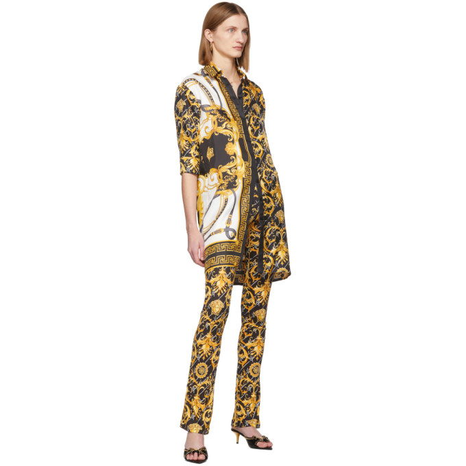VERSACE BLACK GIANNI SIGNATURE BAROCCO LEGGINGS