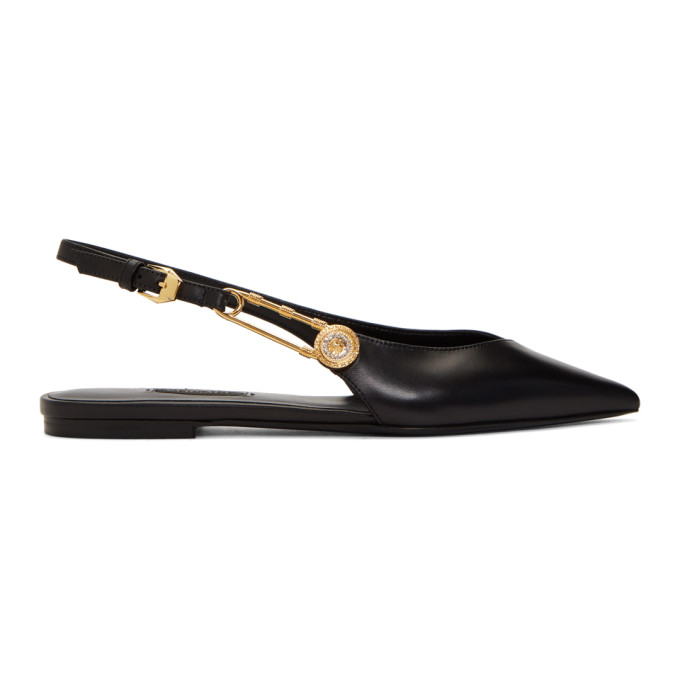 VERSACE VERSACE BLACK MEDUSA SAFETY PIN LOAFERS