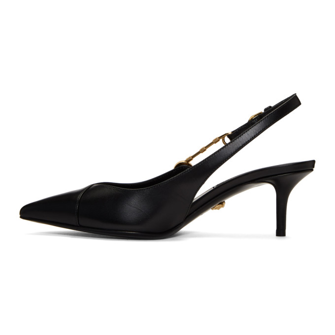 VERSACE VERSACE BLACK MEDUSA SAFETY PIN HEELS
