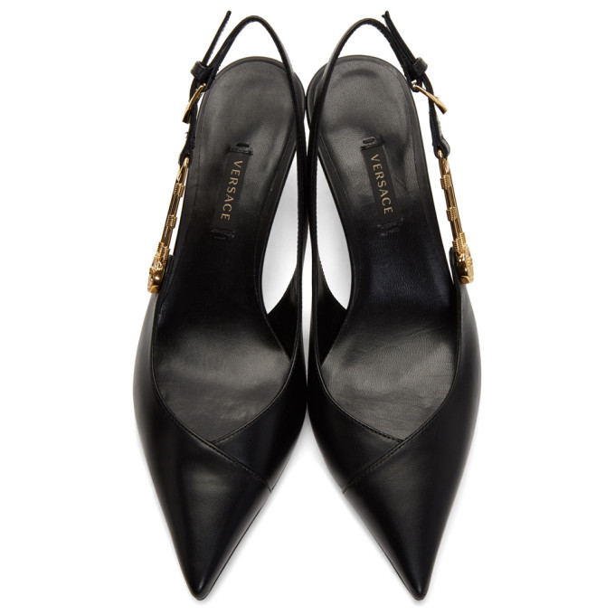 VERSACE VERSACE BLACK MEDUSA SAFETY PIN HEELS