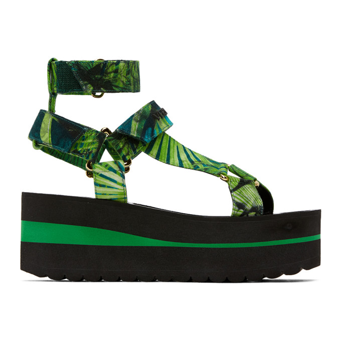 green platform sandals