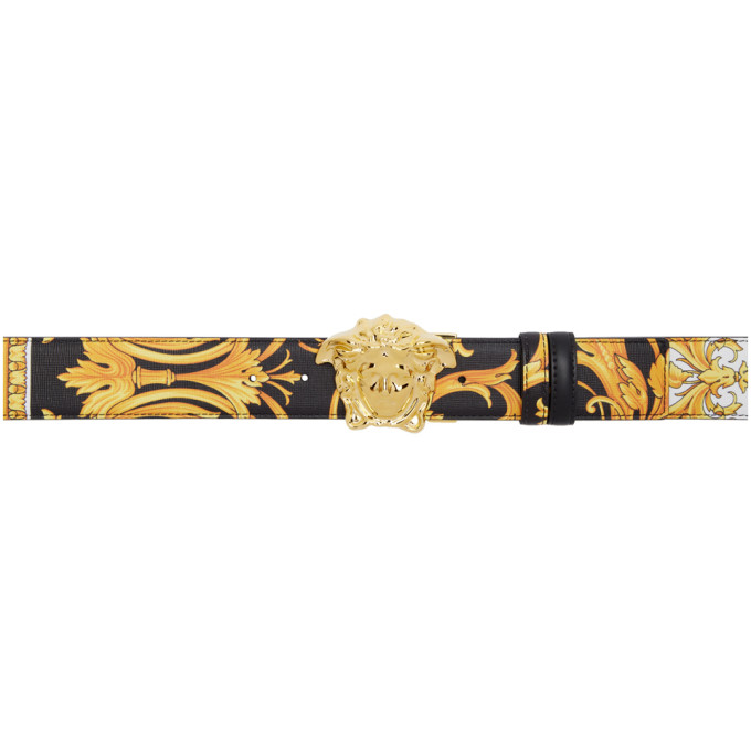 VERSACE VERSACE BLACK BAROCCO MEDUSA BELT