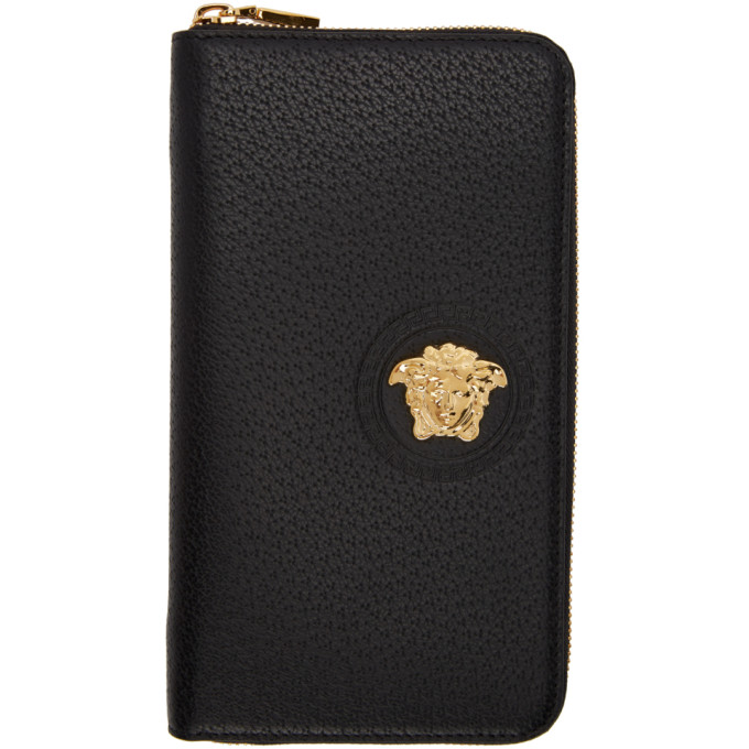 VERSACE VERSACE BLACK MEDUSA ZIP-AROUND WALLET