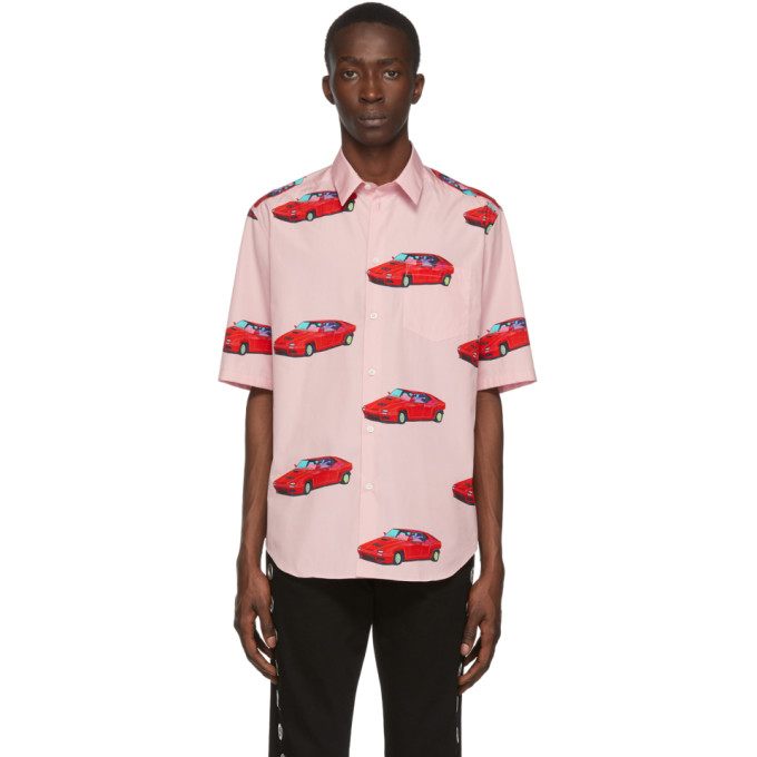 VERSACE VERSACE PINK CAR PRINT SHIRT