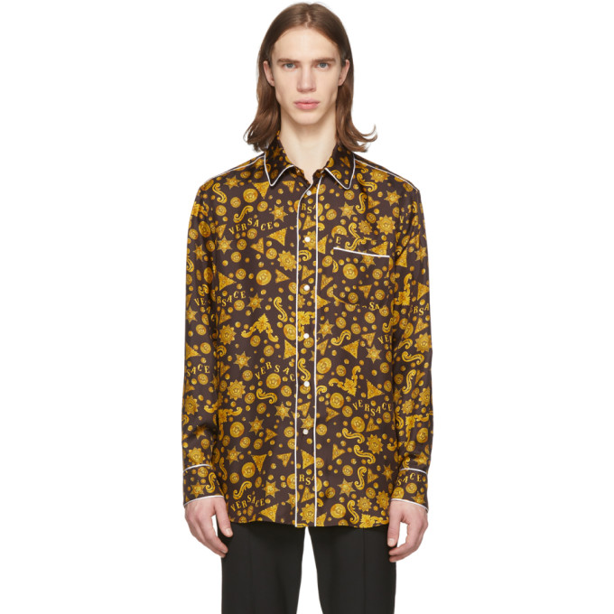 VERSACE VERSACE GOLD AND BLACK BAROCCO WESTERN SHIRT