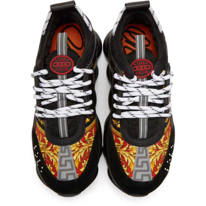 VERSACE Black Barocco Chain Reaction Sneakers