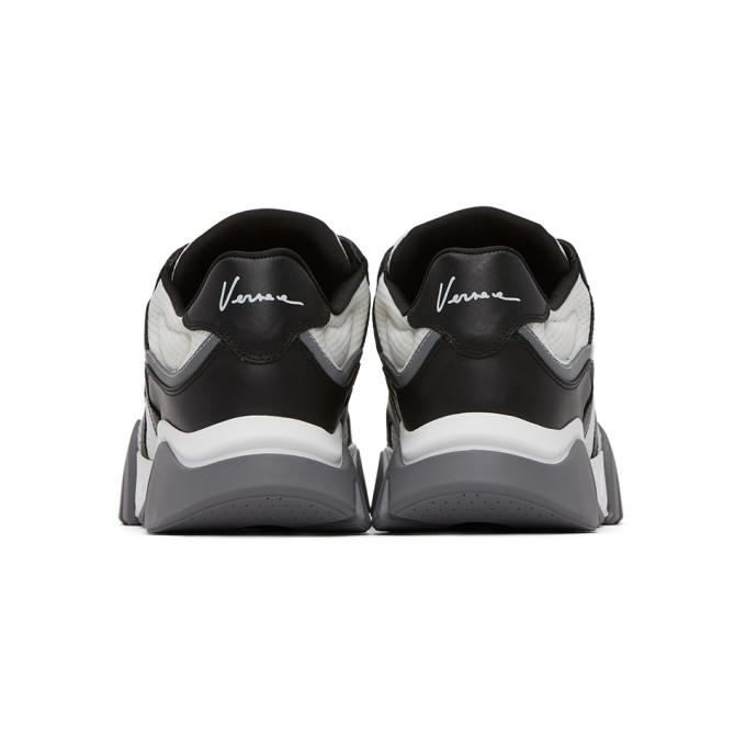 VERSACE WHITE & BLACK SQUALO SNEAKERS