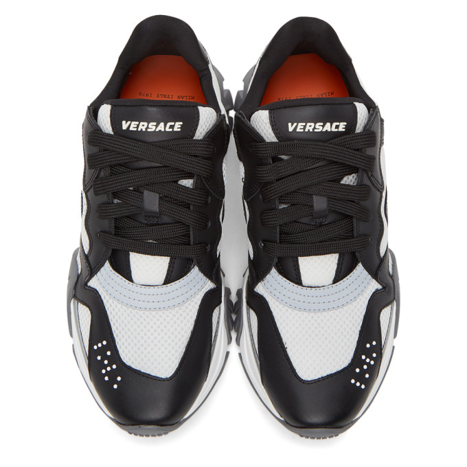 VERSACE WHITE & BLACK SQUALO SNEAKERS