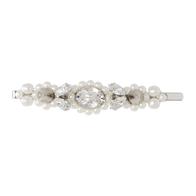 Simone Rocha White Large Flower Hair Clip In Pearl/cryst