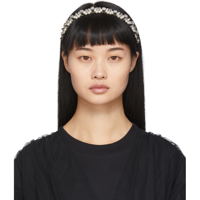 Simone Rocha Silver Pearl And Crystal Tiara In Pearl/silve