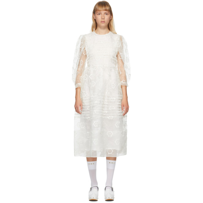 SIMONE ROCHA SIMONE ROCHA OFF-WHITE DAISY ORGANZA DRESS