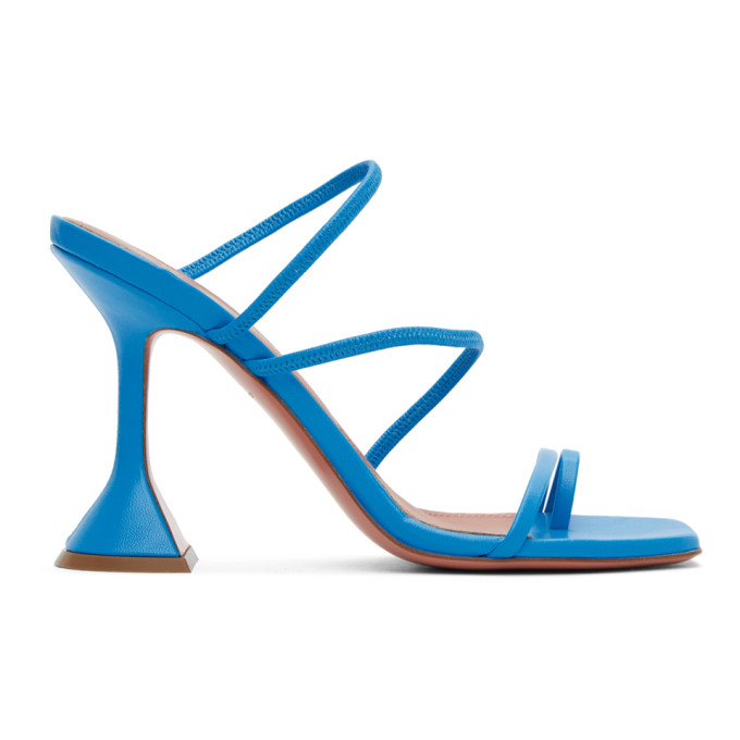 Click to view more detailed imagery on our partner's website Amina Muaddi Naima Square-toe Leather Sandals In 328 Kleblue