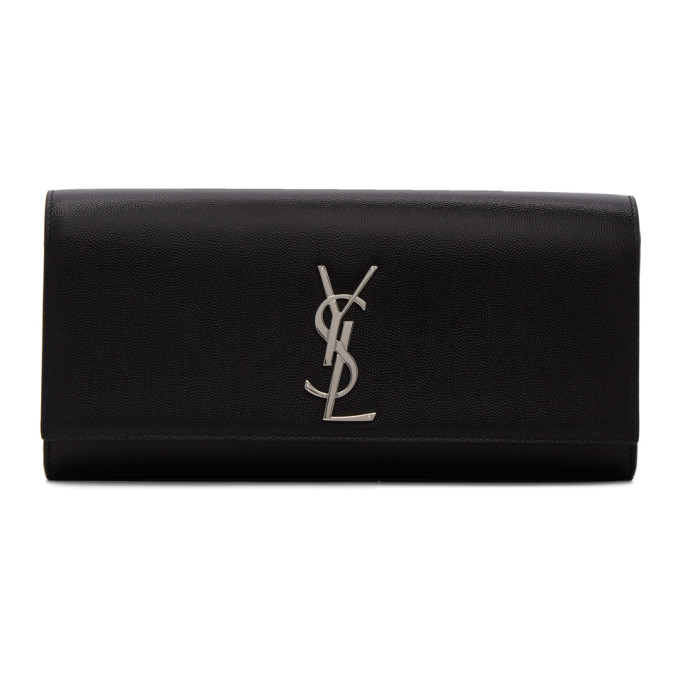 Saint Laurent Black and Silver Kate Clutch