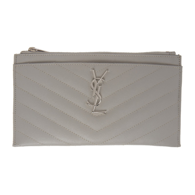 Saint Laurent Grey Monogramme Bill Pouch In 1723 Granit