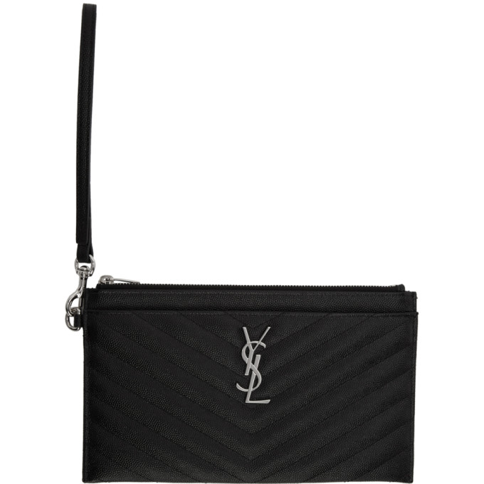 SAINT LAURENT SAINT LAURENT BLACK LARGE MONOGRAMME BILL POUCH