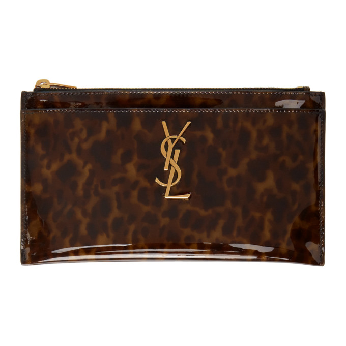 SAINT LAURENT Tortoiseshell Monogramme Bill Pouch