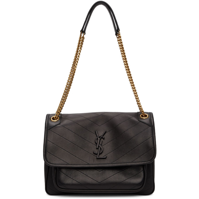 Saint Laurent Medium Niki Leather Shoulder Bag In 1000 Black