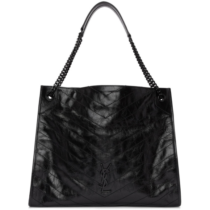 Saint Laurent Black Large Quilted Tote Bag