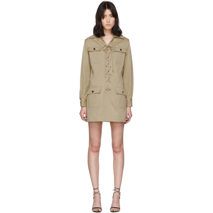 SAINT LAURENT SAINT LAURENT BEIGE GABARDINE SAHARIENNE DRESS