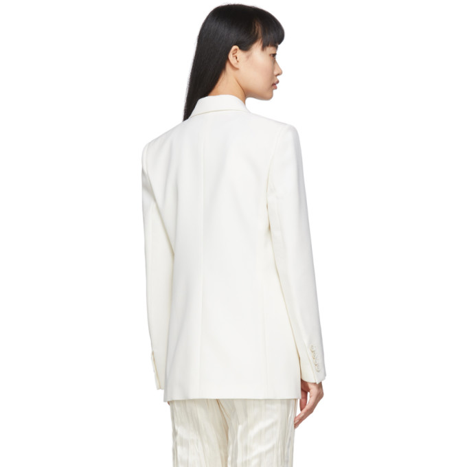 SAINT LAURENT SAINT LAURENT WHITE WOOL DOUBLE-BREASTED BLAZER