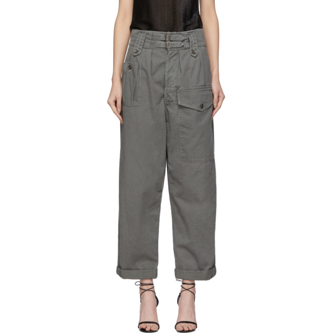 SAINT LAURENT SAINT LAURENT KHAKI ASYMMETRIC POCKET CARGO PANTS