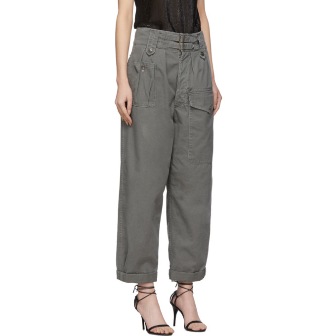 SAINT LAURENT SAINT LAURENT KHAKI ASYMMETRIC POCKET CARGO PANTS