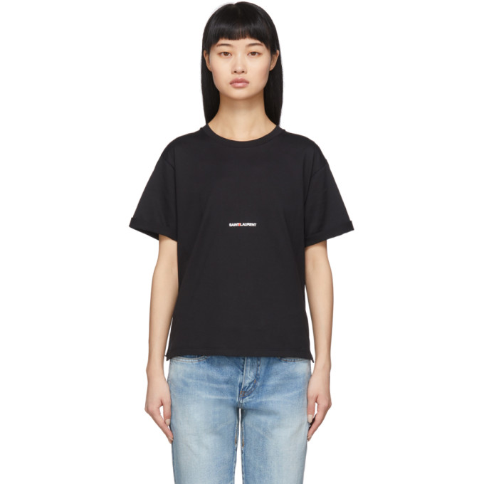 SAINT LAURENT SAINT LAURENT BLACK LOGO T-SHIRT