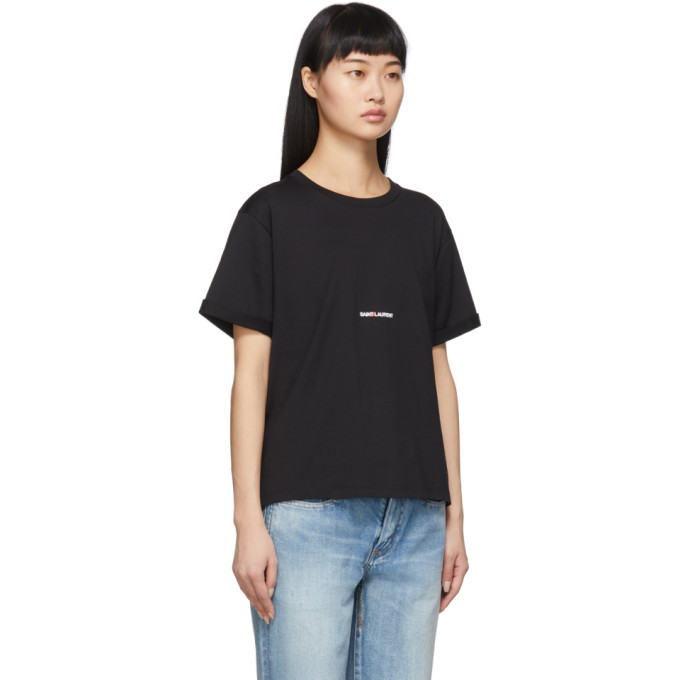 SAINT LAURENT SAINT LAURENT BLACK LOGO T-SHIRT
