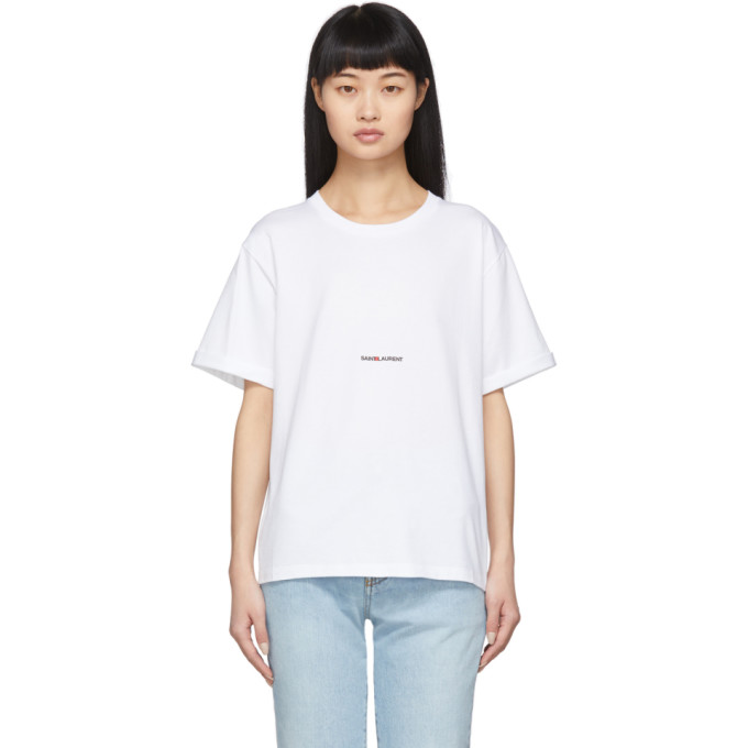SAINT LAURENT SAINT LAURENT WHITE LOGO T-SHIRT