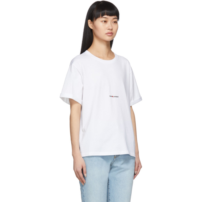 SAINT LAURENT SAINT LAURENT WHITE LOGO T-SHIRT