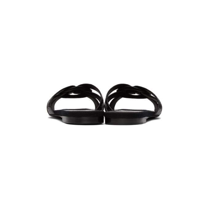 SAINT LAURENT SAINT LAURENT BLACK CROC TRIBUTE SANDALS